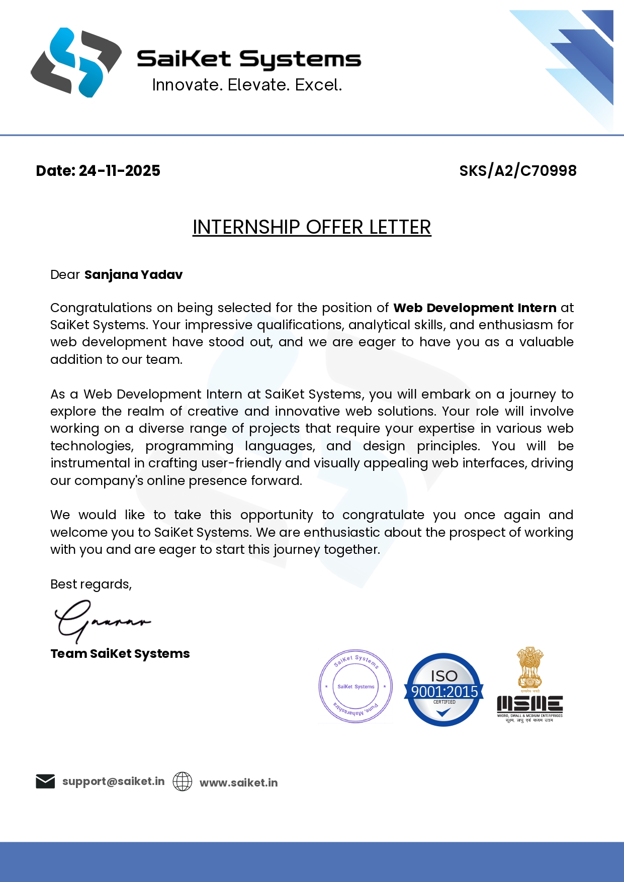 Saiket Training Certificate