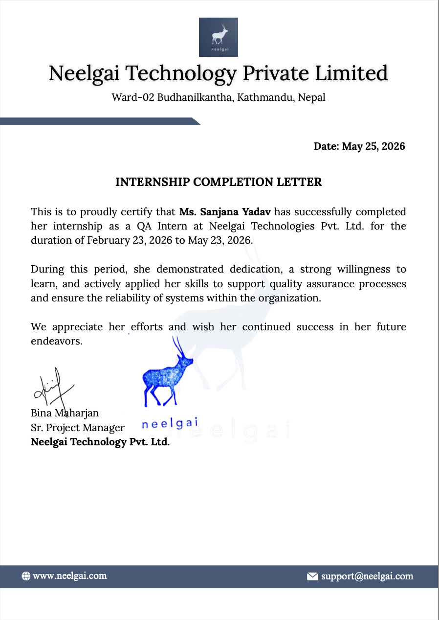 Quality Assurance Internship Certification